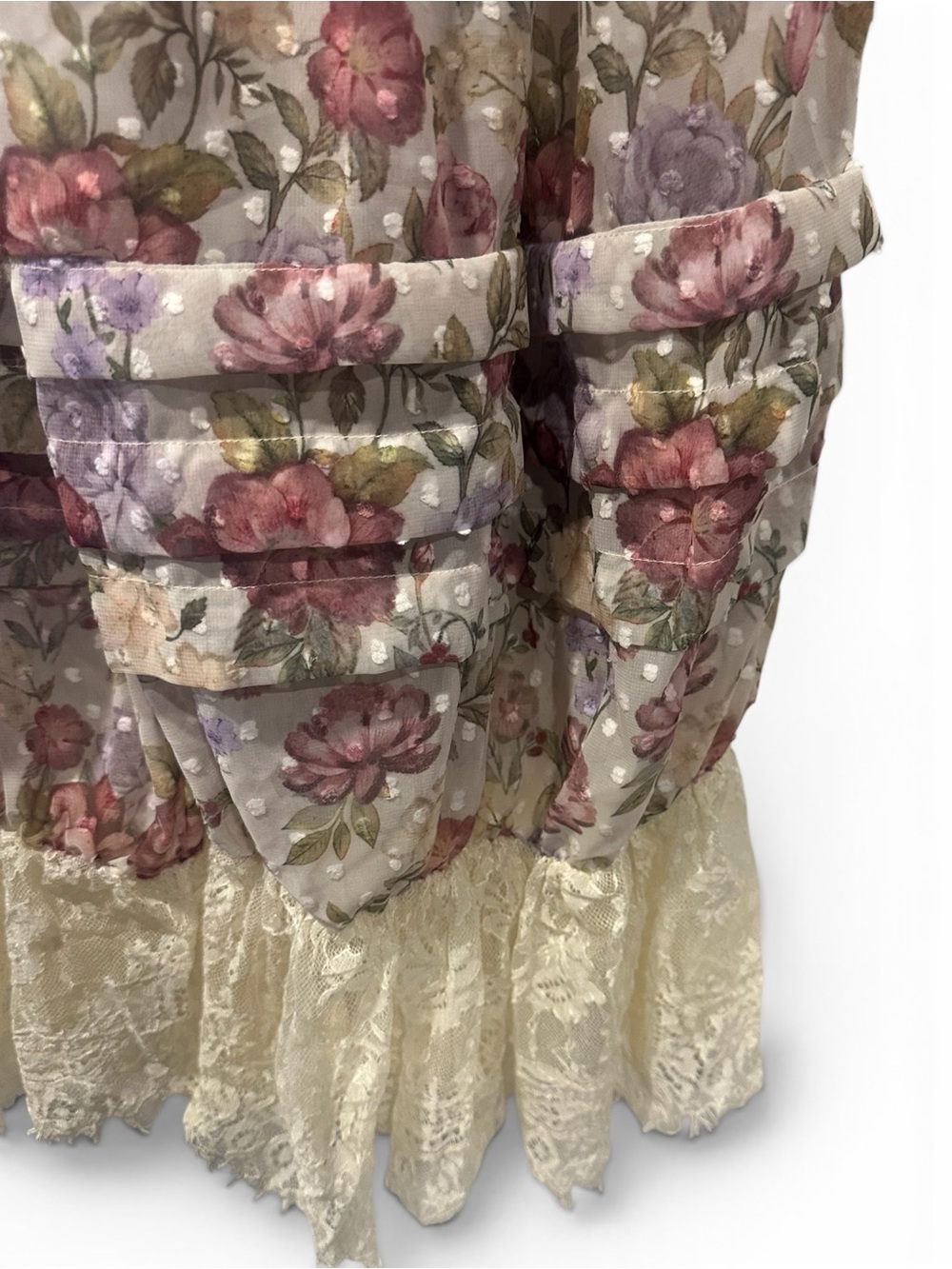 Floral Tiered Bloomers with Lace Hem - Pink & Cream Size Sm Bellanblue - Picture 4 of 6